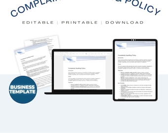Complaints Handling Policy Template: Editable HR Compliance (Instant Download)
