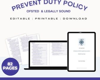 Prevent Duty Policy | UK Education, OFSTED Compliant (Digital Download)
