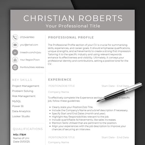Customisable Canva CV Template | Editable Resume Design | Professional Curriculum Vitae for Job Applications | Modern & Easy-to-Use