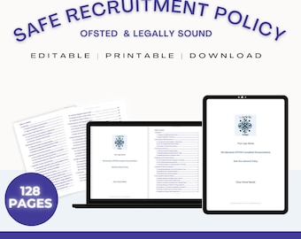 Comprehensive Safe Recruitment Policy | OFSTED-Compliant, KCSIE 2023 Aligned, Covers Vetting, Dbs, SCR, Training & Employment Safeguarding