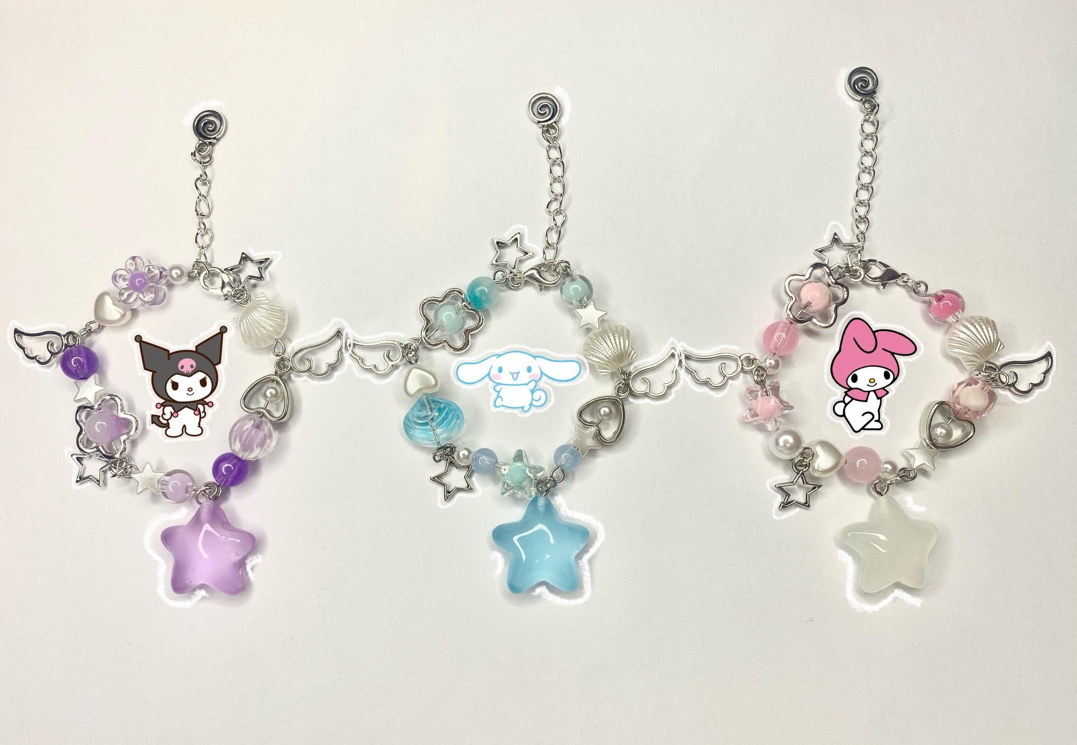 My Melody, Cinnamoroll & Kuromi sanrio Inspired Matching Bracelets for