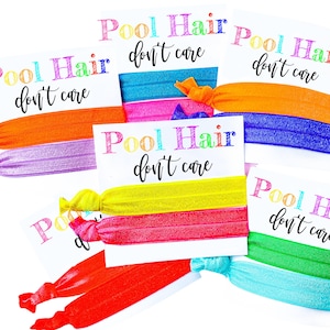 Pool Party Favors | Pool Hair Don&#39;t Care Hair Tie Favors | Birthday Party Favors