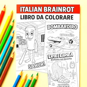 Brainrot Italian Animals Coloring Book – TikTok Viral Meme, Funny Brainrot PDF, Tralalero Tralala, Tung Tung Sahur, Instant Digital Download