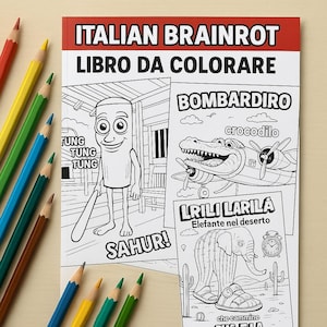 Italian Brainrot animals coloring pages. Brainrot animals inspired coloring book. Printable funny meme animals. Ballerina cappucina PDF