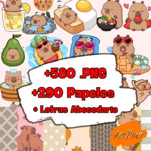 580 Capybara-PNG-Cliparts + 291 digitale Papiere | Sublimation, Aufkleber, Scrapbooking und Basteln | Sofortdownload