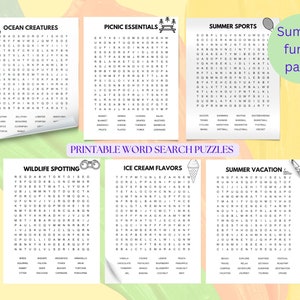 Word search puzzles,  Summer Themed Activity Book, Word Search Puzzle, Word Search Pages ,Puzzle Book For Kid,Adults Teens
