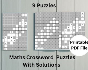 Maths Crossword Activity Sheets, PDF Digital File, Printable instant download, kids activity, educational