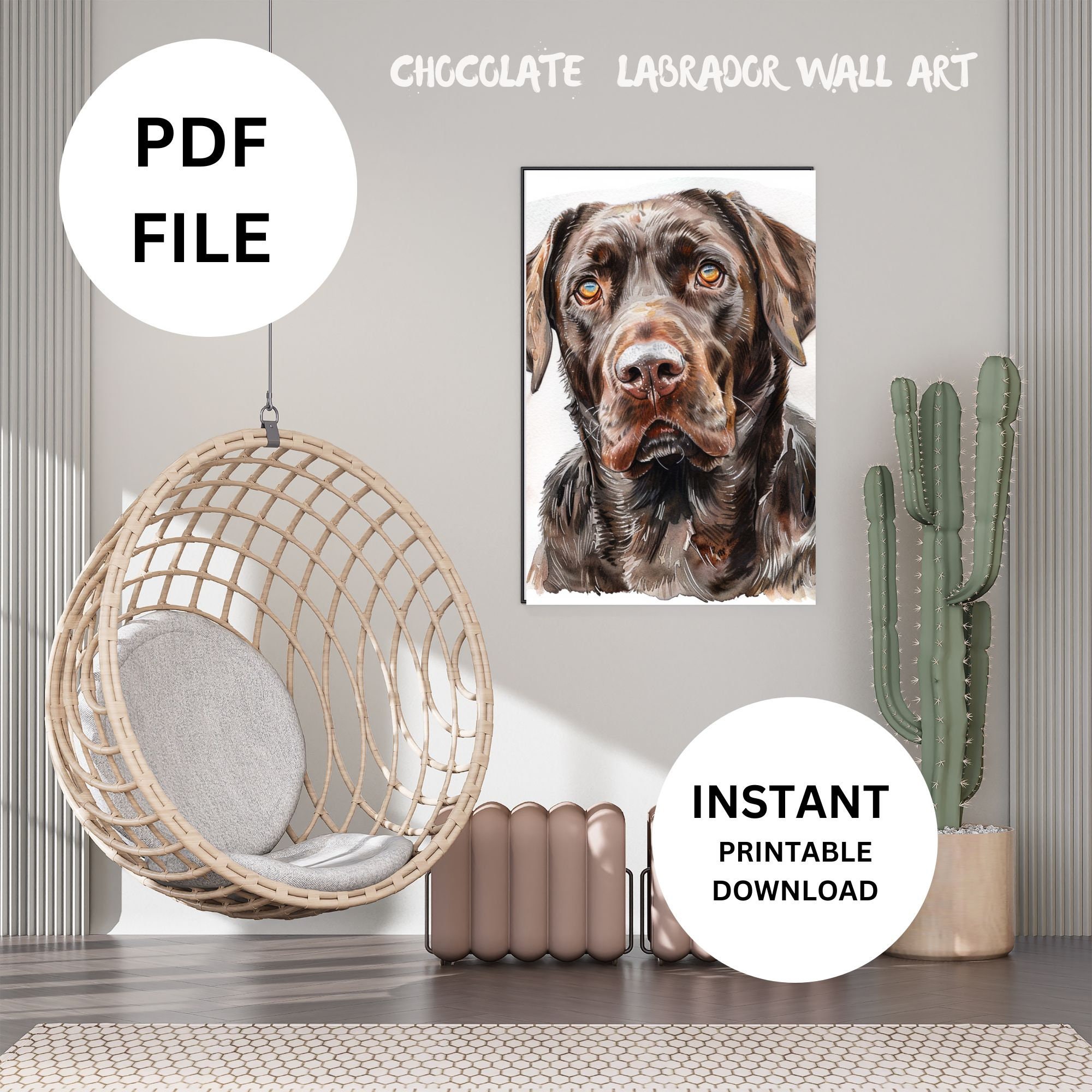 Chocolate labrador wall art instant download, pdf, printable, stunning labrador
