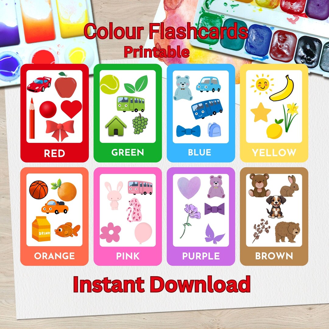 Inflatable Color Card Printable Color Flashcards for Kids – 11 Cut-out Learning Cards With ...