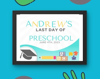 Pre school graduation sign, instant download, printable, graduation memory