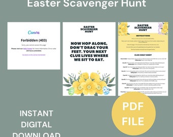 Easter scavenger hunt instant digital download, family fun, Easter fun, great family time