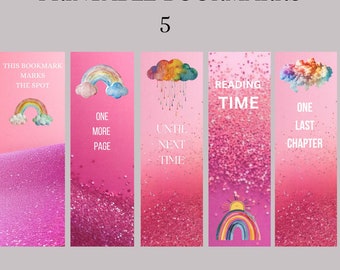 Printable Bookmarks Bright 300 DPI  Digital Printable 5 Bookmarks Reader Lovers PDF File
