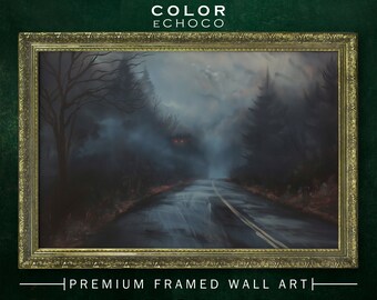 Moth Man Encounter Framed Print,Ornate Gold Framed,Vintage Frame,Vintage Oil painting,Dark Art,Moody Art,Dark Academia,Dark Americana,Moody