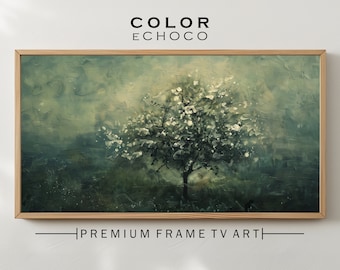 Frame TV Art Apple Tree Oil Painting Wall Art Vintage Dark Academia Print Cottagecore Digital Instant Download Samsung Frame Blossoming Tree