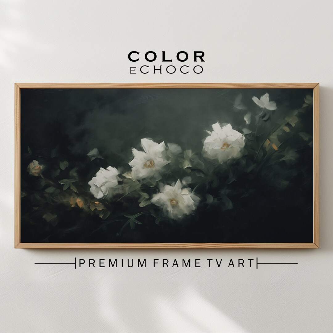 Frame TV Art Moody Flower Oil Painting Vintage Cottagecore Digital ...