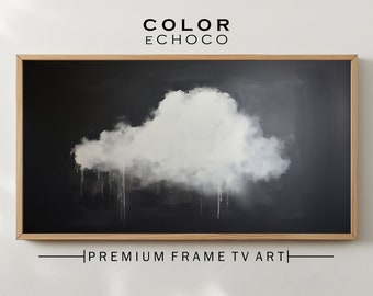 Frame TV Art Rain Cloud Oil Painting Vintage Dark Academia Moody Cottagecore Digital Instant Download Samsung Frame Moody Bold White Cloud