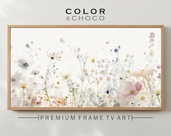 Frame TV Art Spring Wildflower Field Country Flowers Art Warm Tone Wildflowers Art Digital Download Samsung Frame TV Art TV