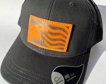 American flag leather patch hat