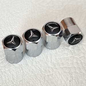 Mercedes Tire Valve Caps 4Pcs Logo Star Stem Dust Air Cap Car Accessories