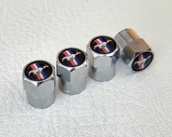 Tapones de válvula de neumático Mustang, 4 unidades, con logotipo de caballo, para válvula de aire, accesorios para coche
