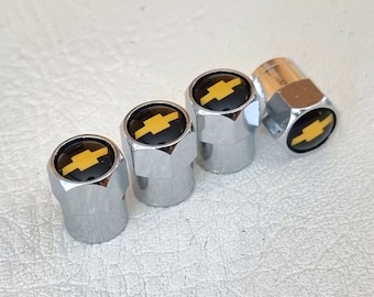 Tapones de válvula de neumáticos Chevy: Cubierta antipolvo cromada para vástago de rueda (4 unidades)
