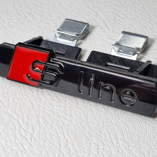 S Line Grille Badge Logo Glossy Black Sline Front Grill Emblem Car Accessories