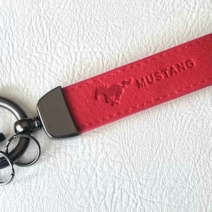 Mustang Keychain Leather Red Keyring Shelby Gt500 Car Accessories Gift For Men Birthday