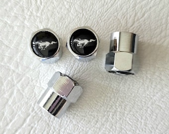Tapones de válvula de neumático Mustang, 4 unidades, con logotipo de caballo, para válvula de aire, accesorios para coche
