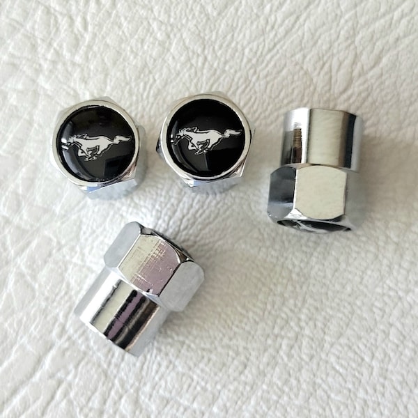 Mustang Tire Valve Caps 4Pcs Logo Horse Stem Dust Air Cap Car Accessories