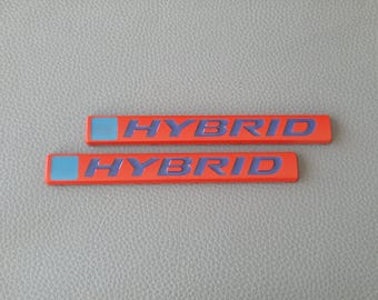 Hybrid Emblem Badge Red 2pcs Side Wing Logo Sticker Decal Car Accessories