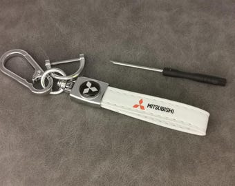 Mitsubishi Logo Keychain, PU Leather Car Accessory