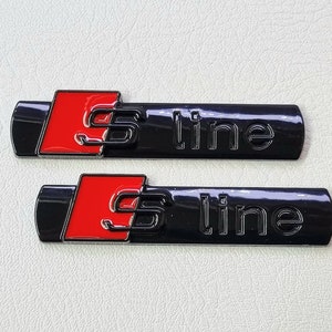 S Line Badge Wing Logo 2pcs Glossy Black Side Fender Emblem Sticker Car Accessories