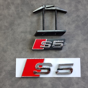 S5 Grille Badge Front Logo + S5 Emblem Rear Trunk Sticker Silver Car Accessories