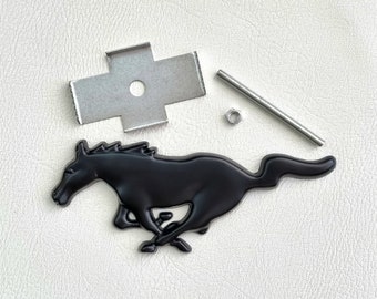 Mustang Grille Badge Metal Logo Grill Emblem Matte Black Horse Car Accessories