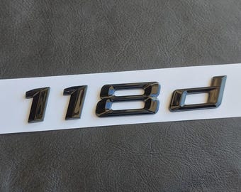 BMW 118d Gloss Black Trunk Emblem, E87 E81 E82 E88 F40