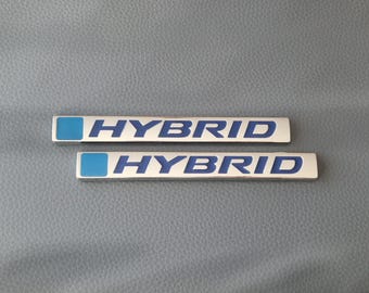 Hybrid Emblem Badge Silver 2pcs Side Wing Logo Sticker Decal Car Accessories