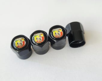 Tapones de Valvula para Neumaticos con Logo Insignia Abarth Accesorio Coches Tuning