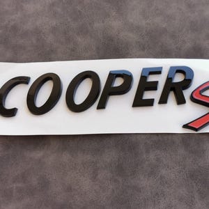 Insignia Cooper S com Logotipo Preto Brillo para Maletero Parte Trasera, Acessórios para Coche Mini Cooper One JCW R53 R55 R56 R57 R58 R59
