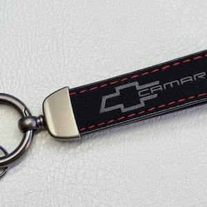 Camaro Keychain Leather Alcantara Keyring Lanyard Logo Chevrolet Car Accessories Gift For Men Birthday