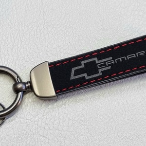 Camaro Keychain Leather Alcantara Keyring Lanyard Logo Car Accessories Gift For Men Birthday