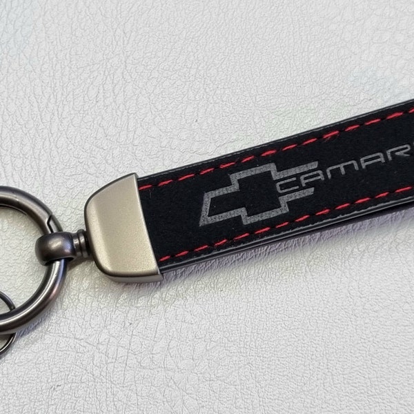 Camaro Keychain Leather Alcantara Keyring Lanyard Logo Chevrolet Car Accessories Gift For Men Birthday