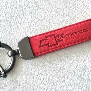 Camaro Keychain Leather Red Keyring Lanyard Logo Car Accessories Gift For Men Birthday