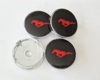 60mm Mustang Center Hub Caps 4pcs Silver Wheel Center Covers Gt500 Horse Logo Car Accessories