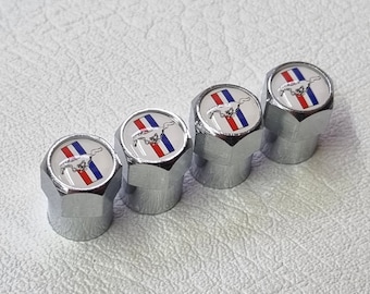 Tapones de válvula de neumático Mustang, 4 unidades, con logotipo de caballo, para válvula de aire, accesorios para coche
