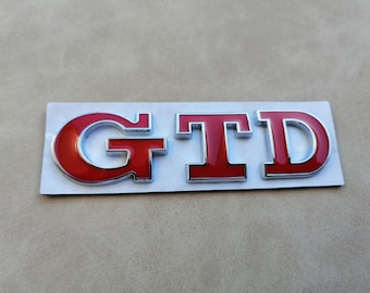 GTD Emblem Badge, Red Metal Rear Trunk Sticker Decal Logo