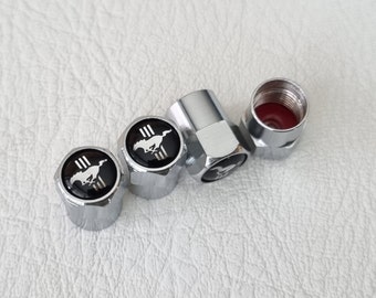 Mustang Tire Valve Caps 4Pcs Logo Horse Stem Dust Air Cap Car Accessories