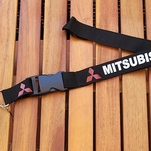 Mitsubishi Keychain Leather Logo Keyring Lanyard Car Accessories Gift For Men Birthday