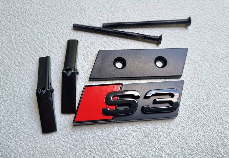 S3 Grille Badge Logo Black Front Grill Emblem Car Accessories image 3