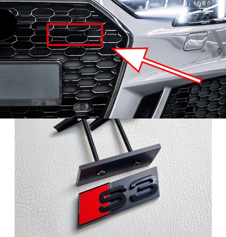 S3 Grille Badge Logo Black Front Grill Emblem Car Accessories image 6