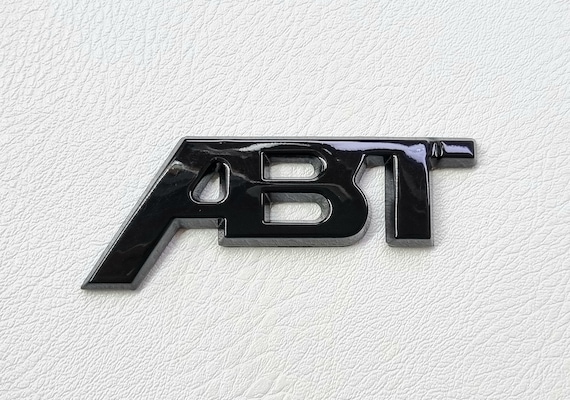 Autocollant 3D ABT En Métal Pour Voiture - Badge Coffre Ou Calandre 8,2x3,2 Cm | Accessoire Tuning Noir Ou Argent